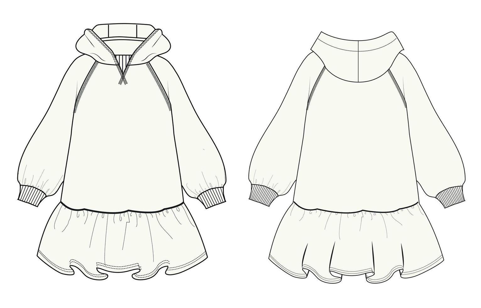 A drawing of a white dress with hood vector