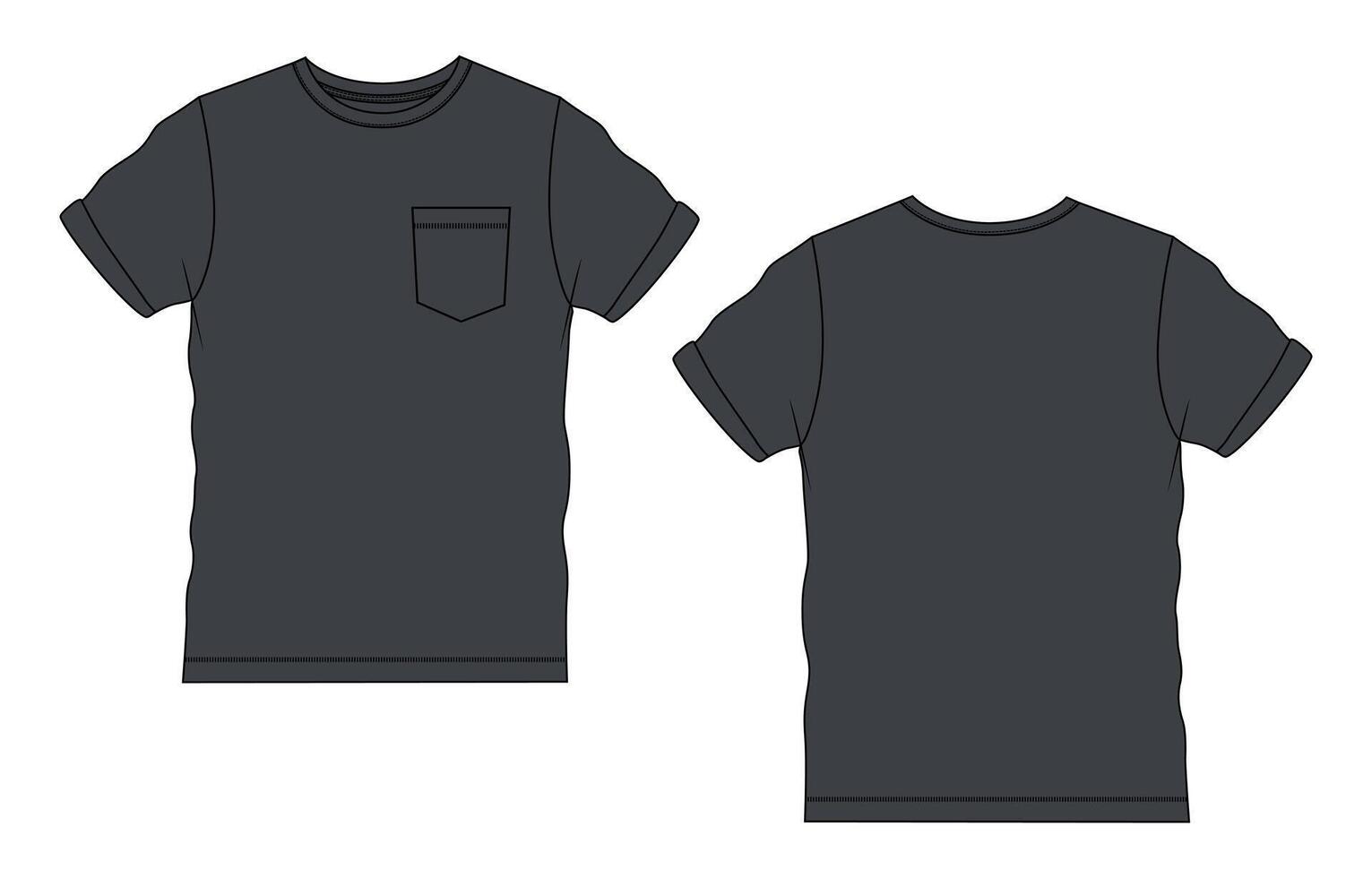 A black t - shirt with a pocket on the front vector