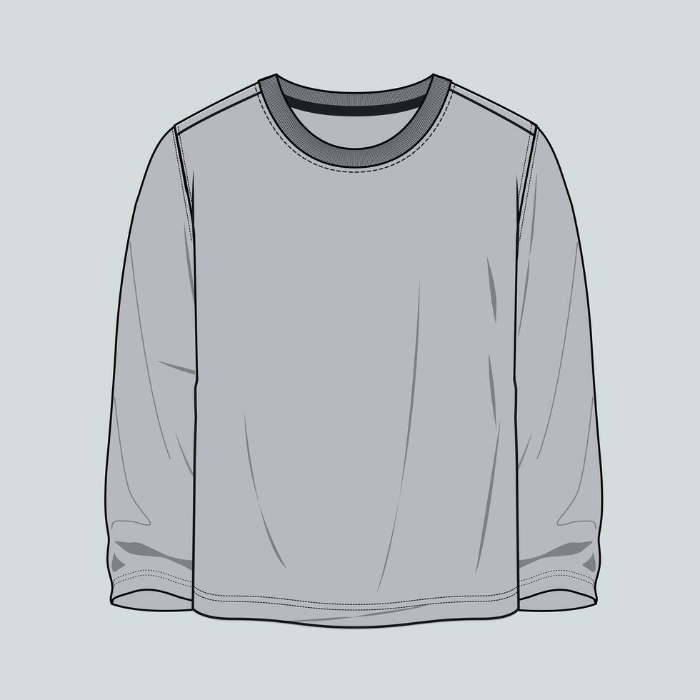 A gray sweatshirt with a black trim vector
