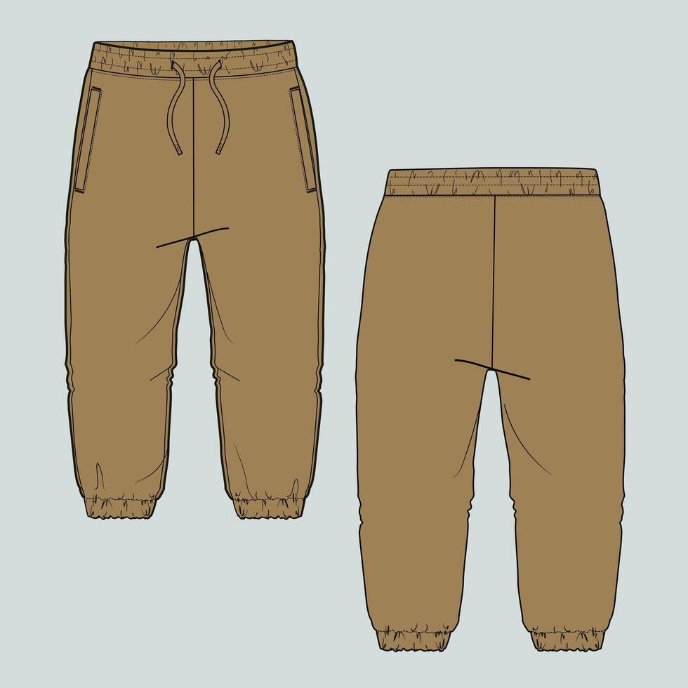 The mens sweatpants are shown in a sketch vector
