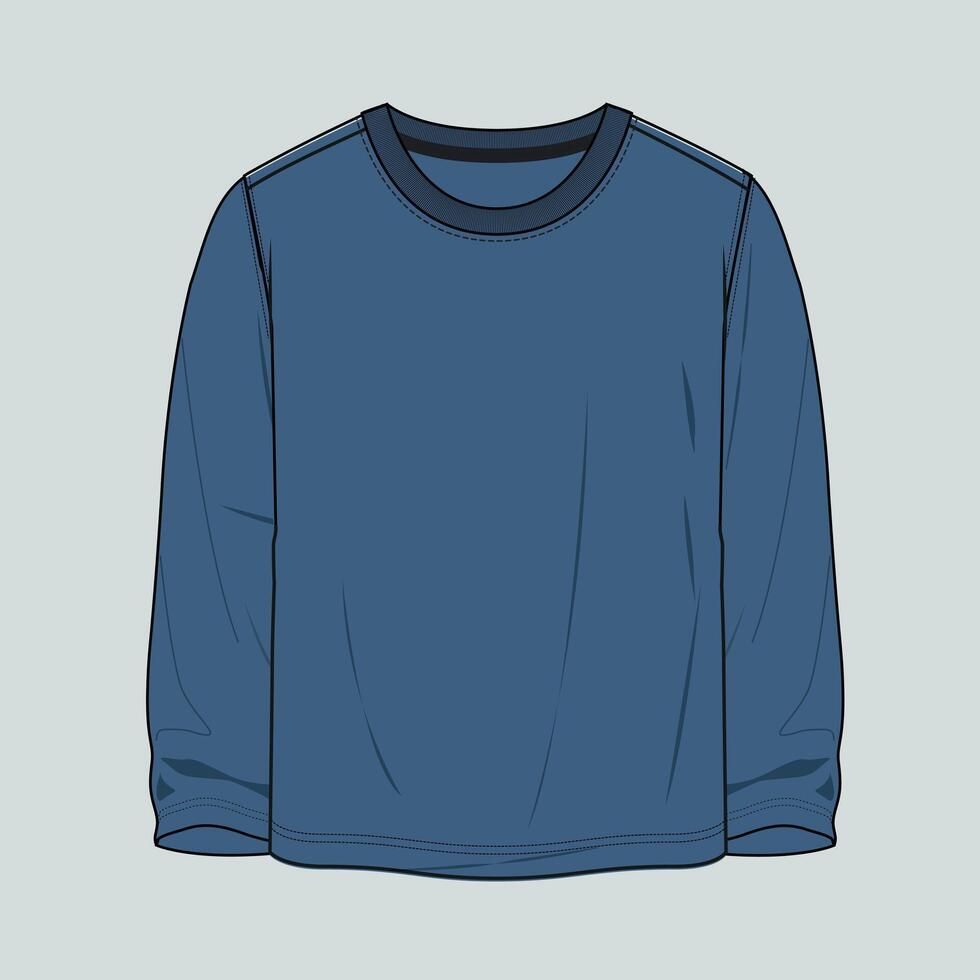 A blue long sleeve shirt with a black trim vector