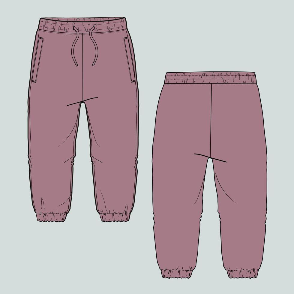 A pair of sweatpants with a zipper and pockets vector