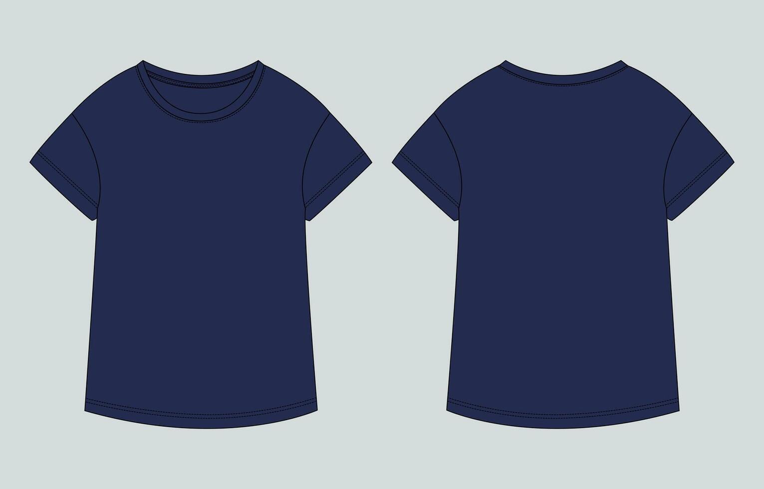 Two blue t - shirts, one front and one back vector