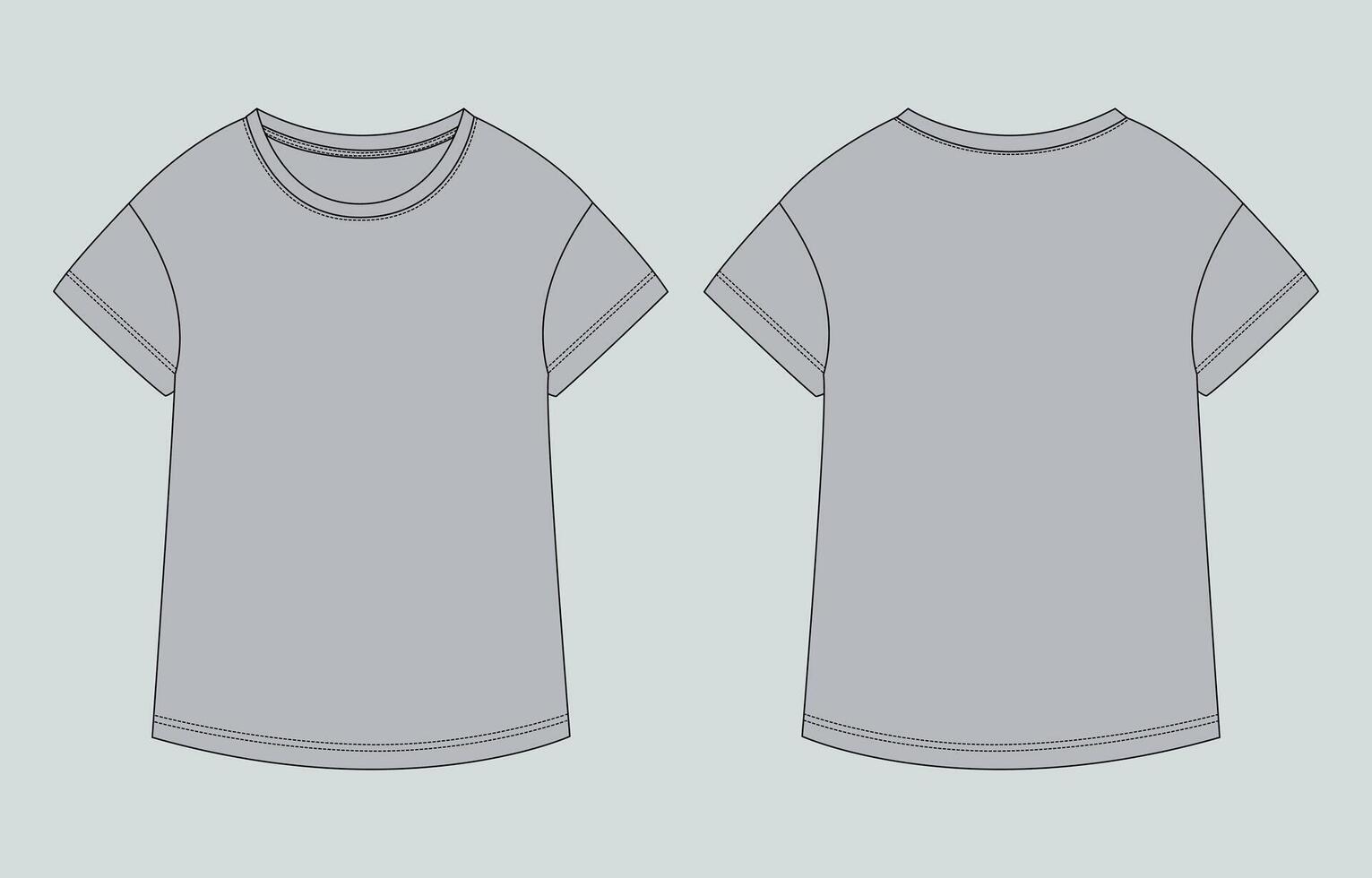 A gray t - shirt template, with a front and back view vector