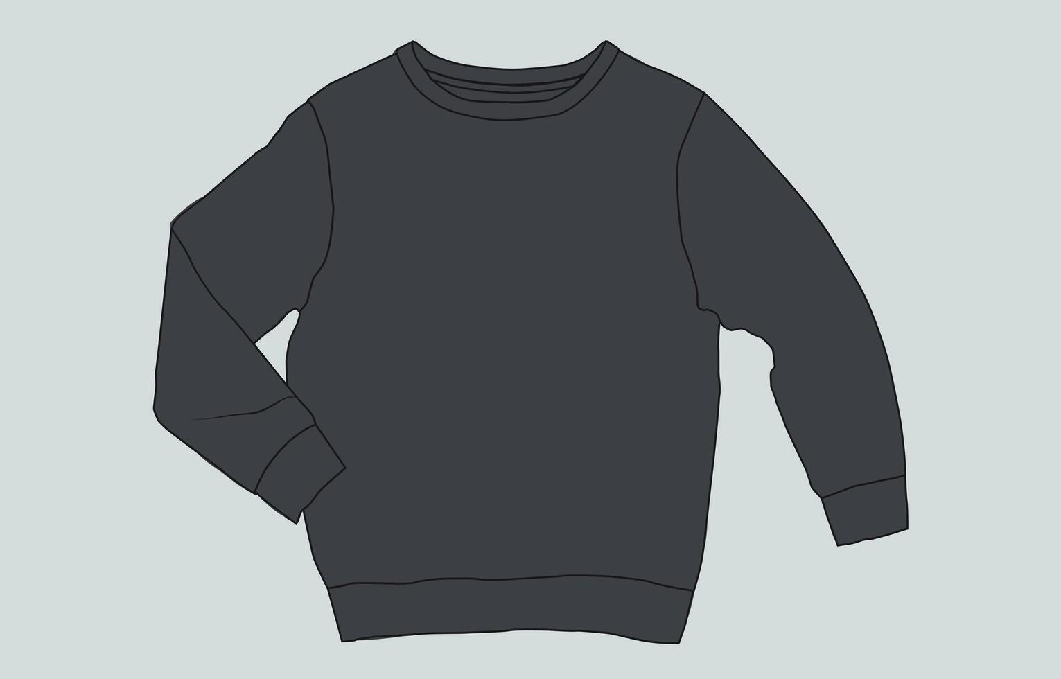 A black sweatshirt is shown on a light background vector