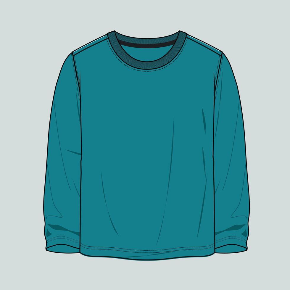 A blue long sleeve shirt on a gray background vector