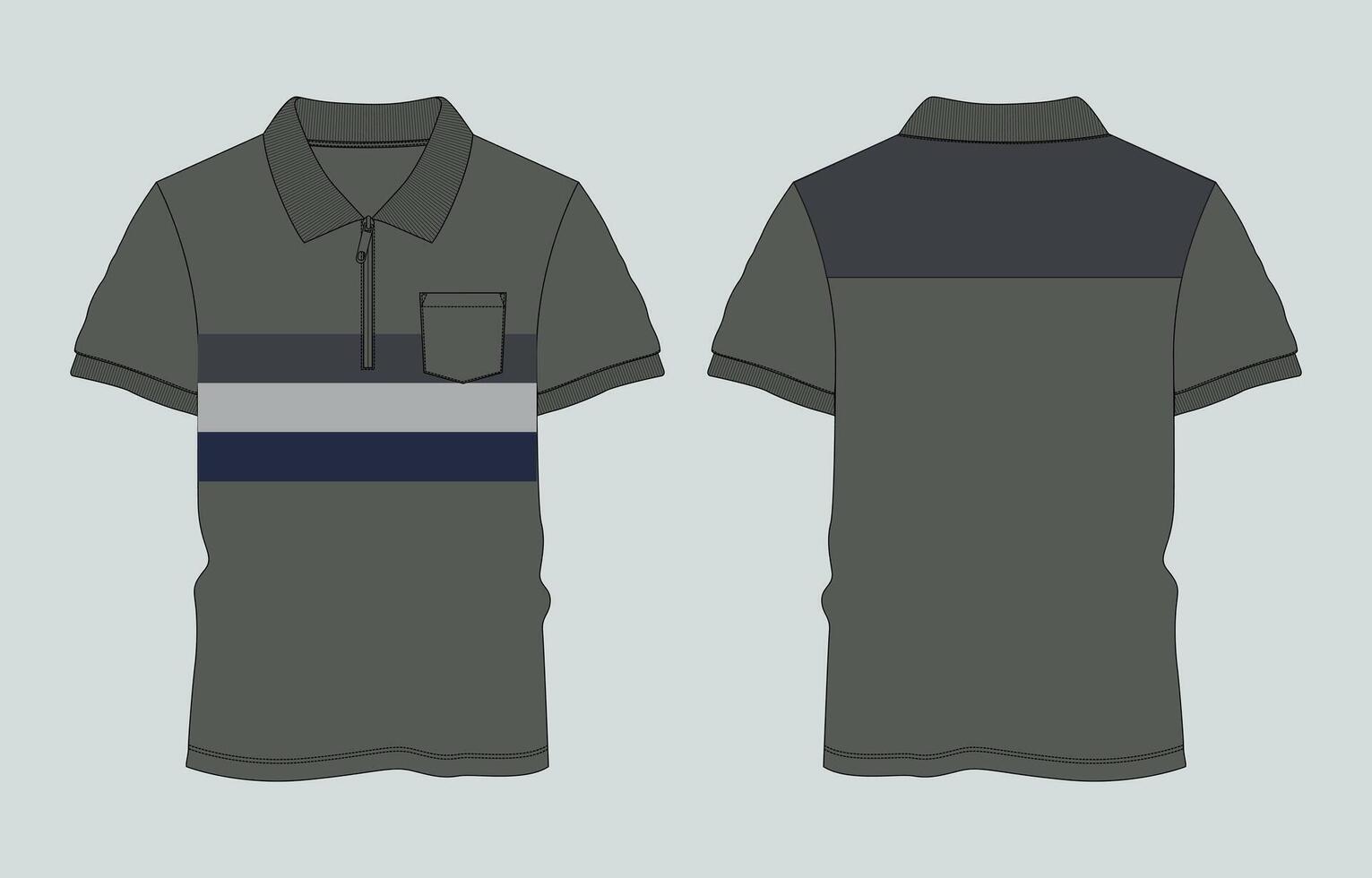 Men's polo shirt template with front and back view vector