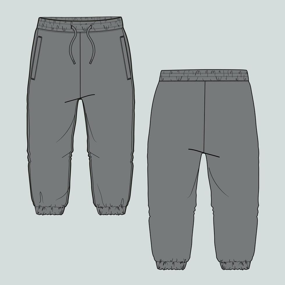 A pair of sweatpants with a zipper and pockets vector