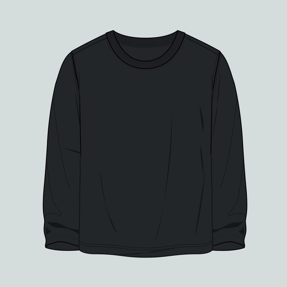 A black long sleeve shirt on a light background vector
