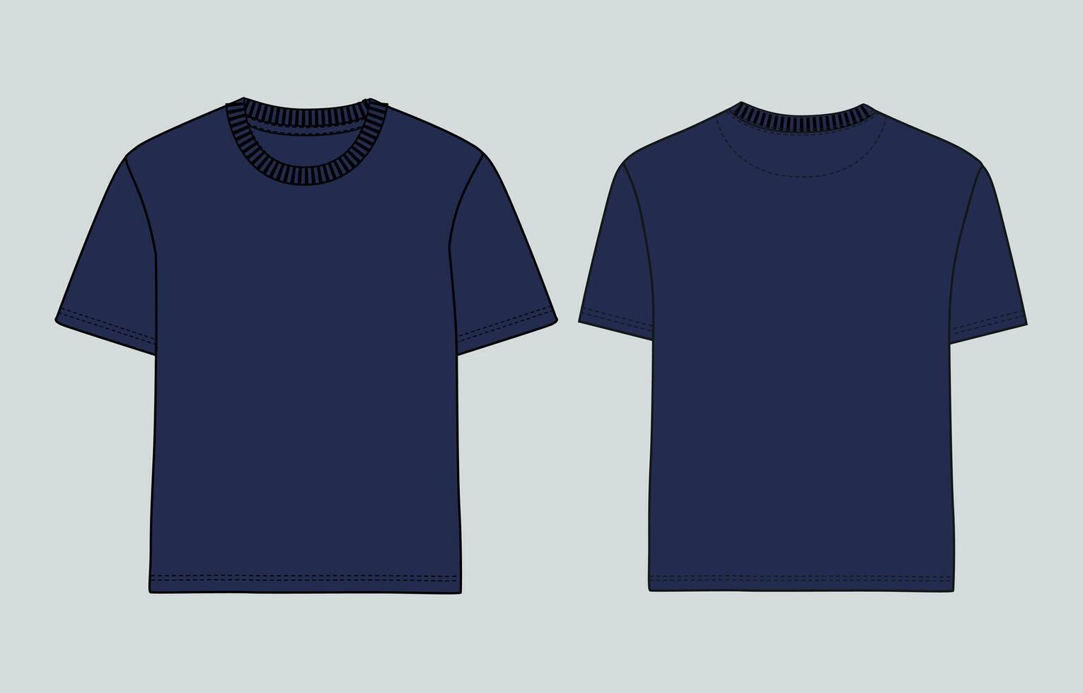 Two blue t - shirts, one with a collar and one without vector