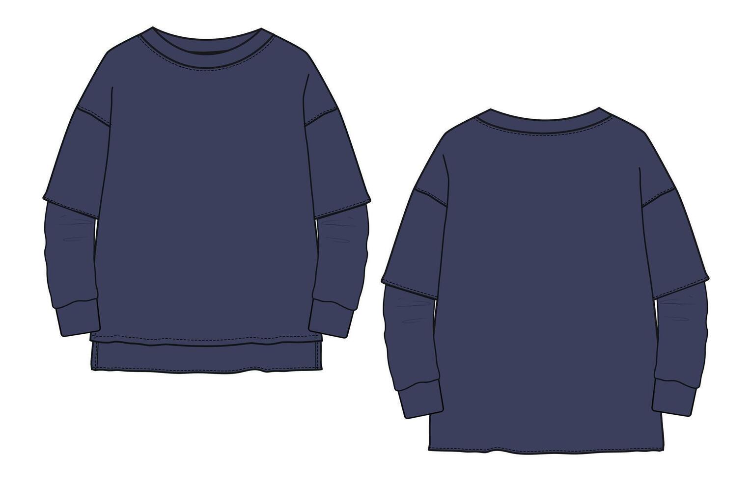 A drawing of a long sleeve shirt with a long sleeve and a short sleeve vector