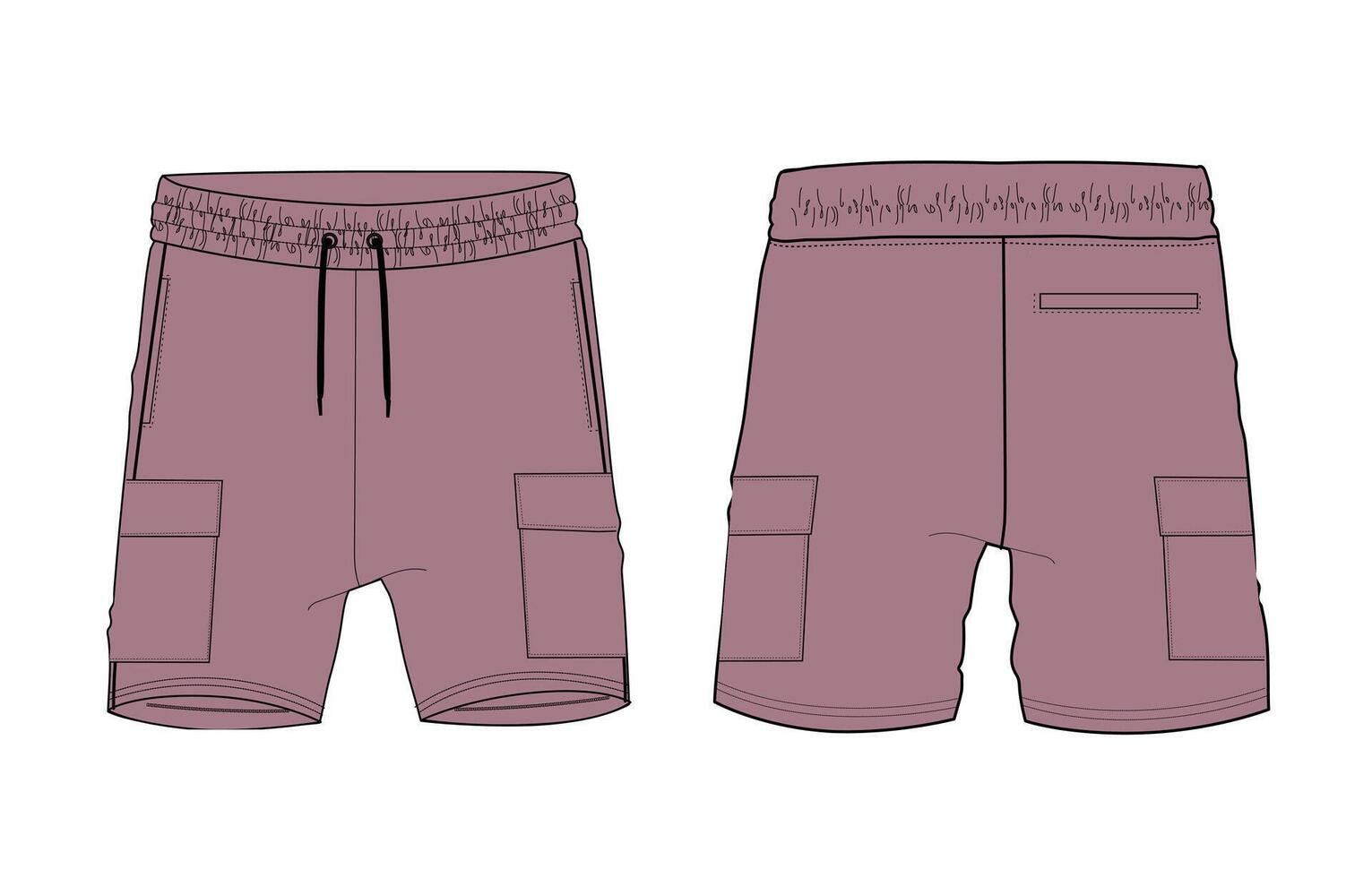 Shorts pant front and back with pocket isolated on white vector