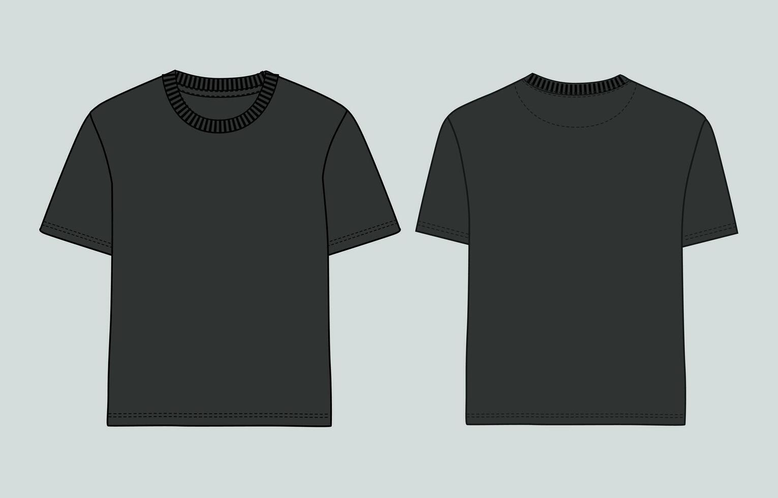 Two black t - shirts on a gray background vector