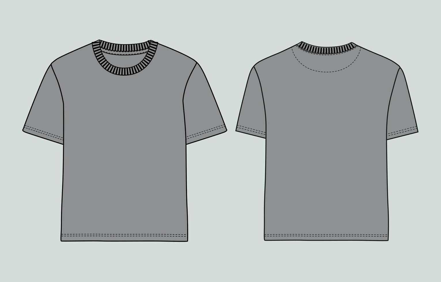 A gray t - shirt with a collar and a collarless version vector