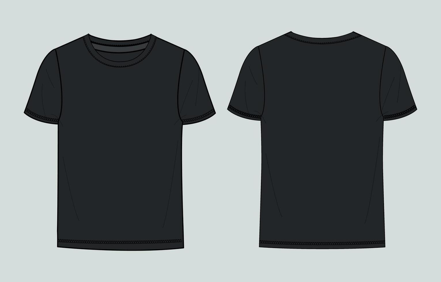 Black t - shirt template, front and back view vector