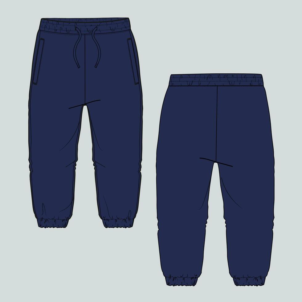 A pair of navy sweatpants with a zipper on the side vector