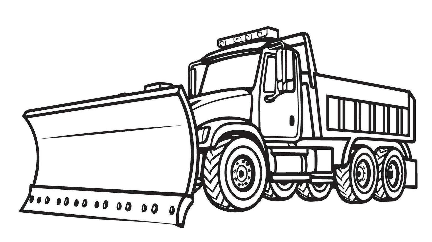 Winter Wonderland Coloring Fun Snow Plow Truck Outline Page snow plow, vector