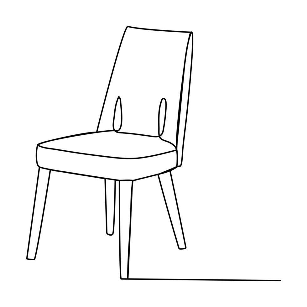 Chair in Continuous one line drawing Interior with furniture in simple linear style vector