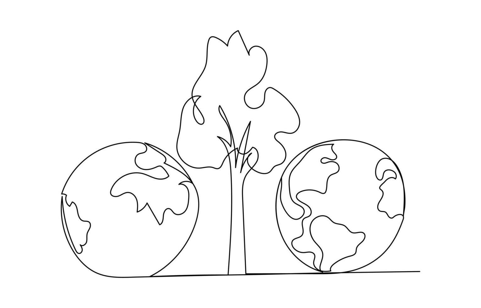 world environment day line art style design vector