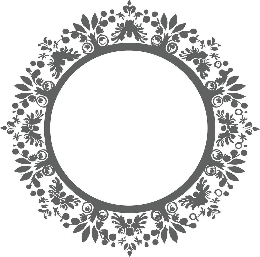 A round frame with floral design vector