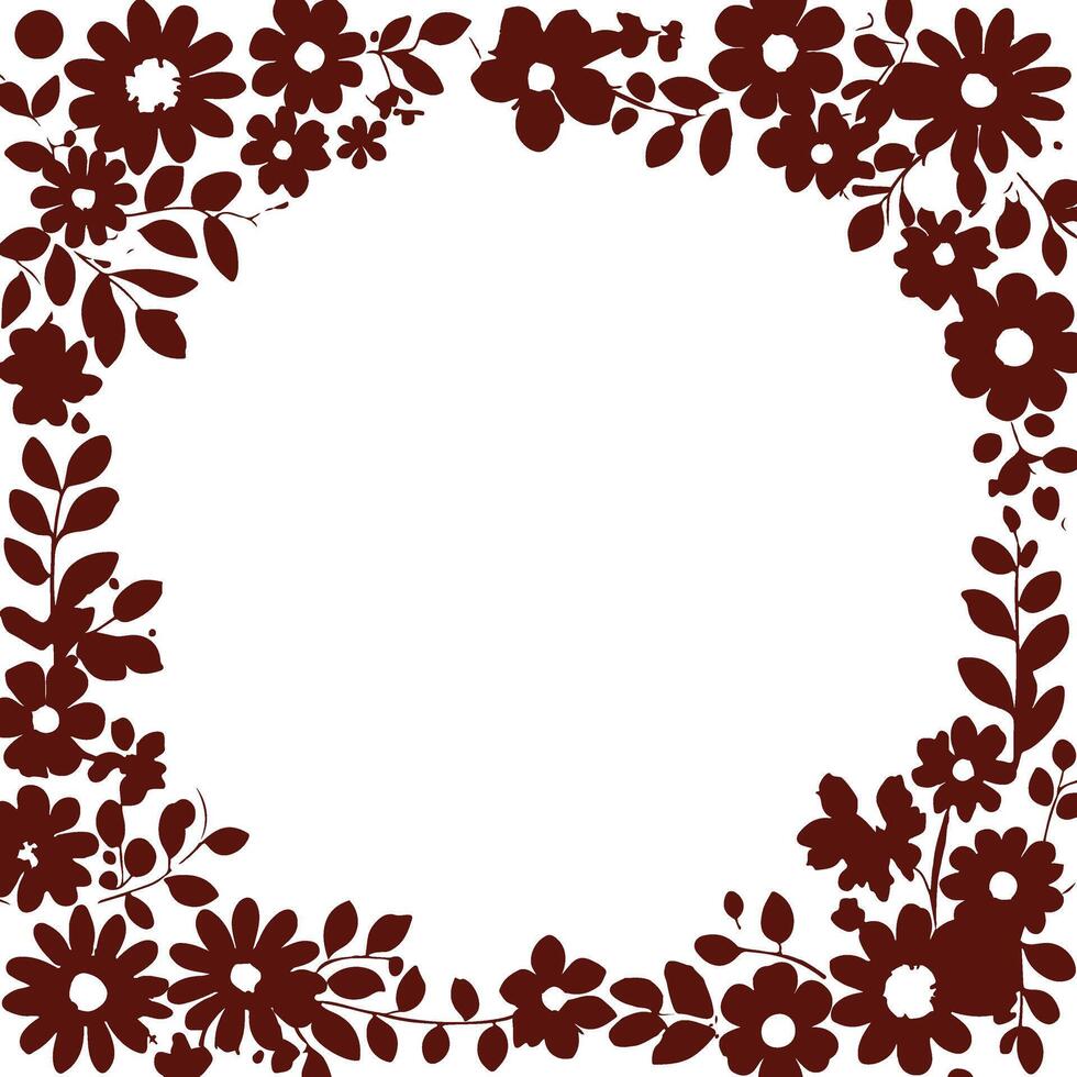 A floral frame with brown leaves and flowers vector