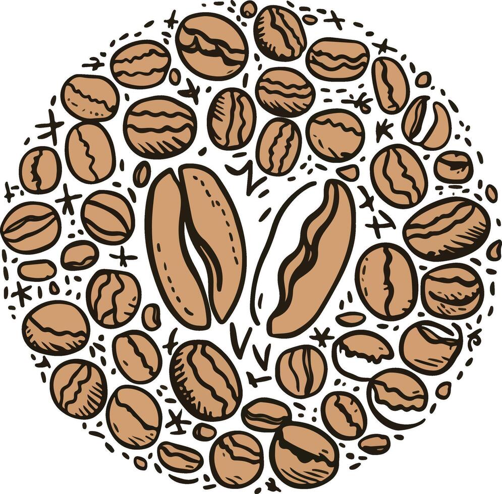 Coffee beans in a circle illustration vector