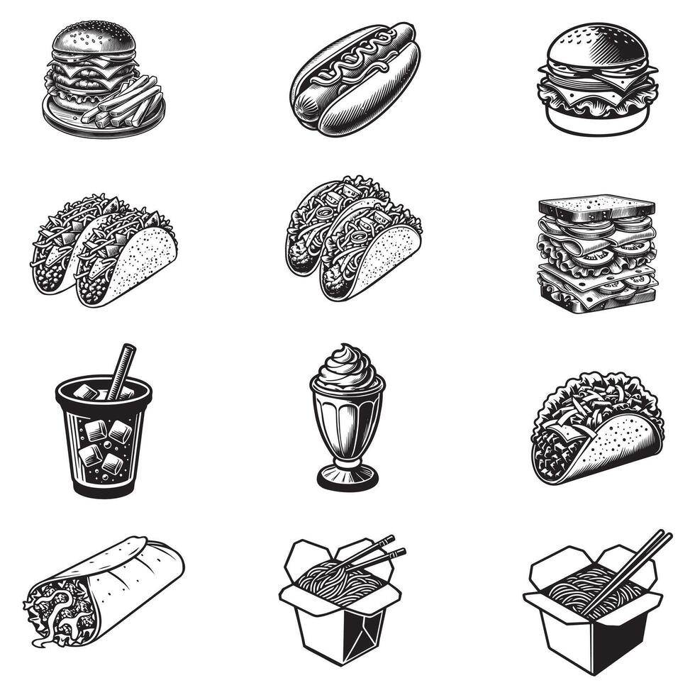 Ultimate Fast Food Collection Clipart for Every Need vector