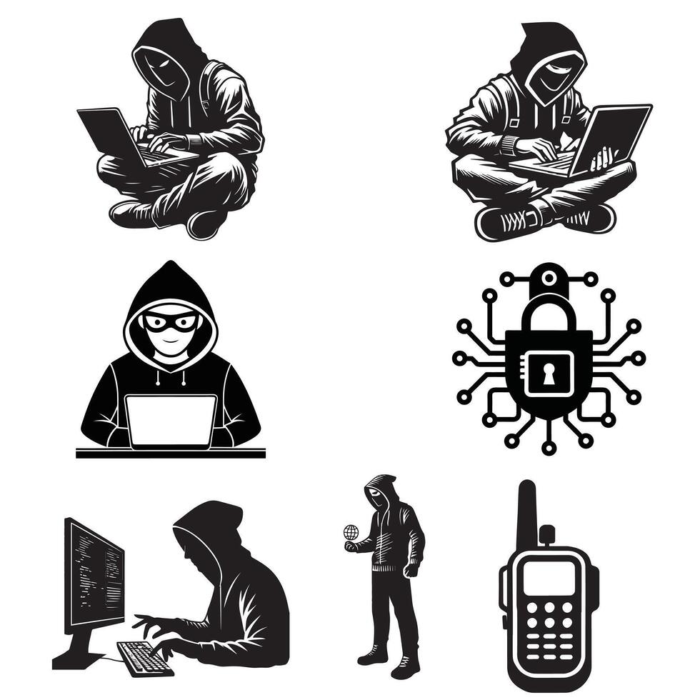 Collection of Hacker clipart illustration - Hacker Art vector
