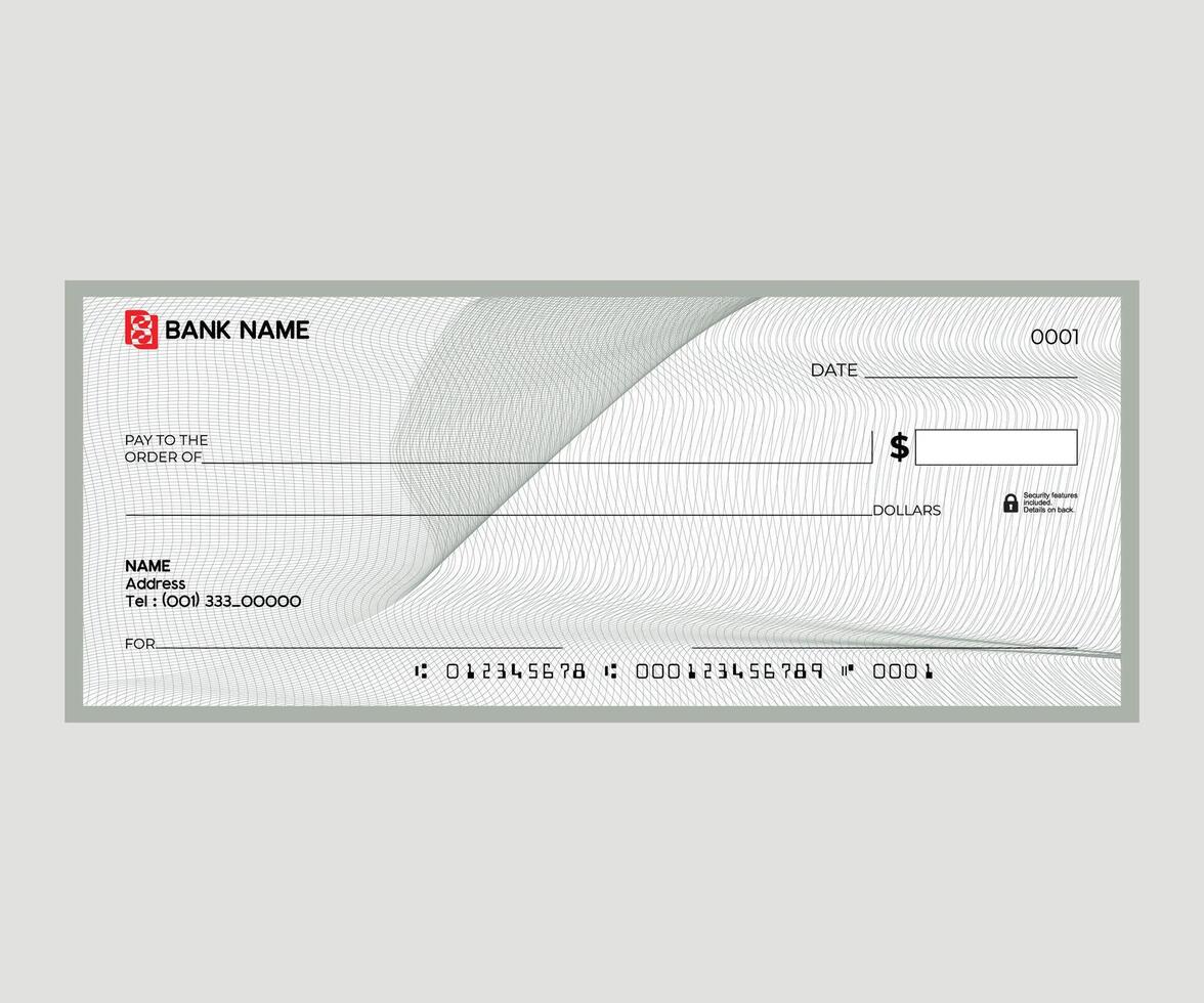 Bank Cheque template with guilloche pattern vector