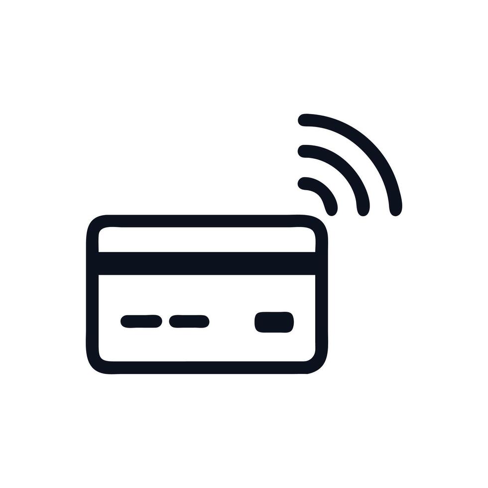 Credit card icon, line illustration, on a white background, representing credit cards. vector