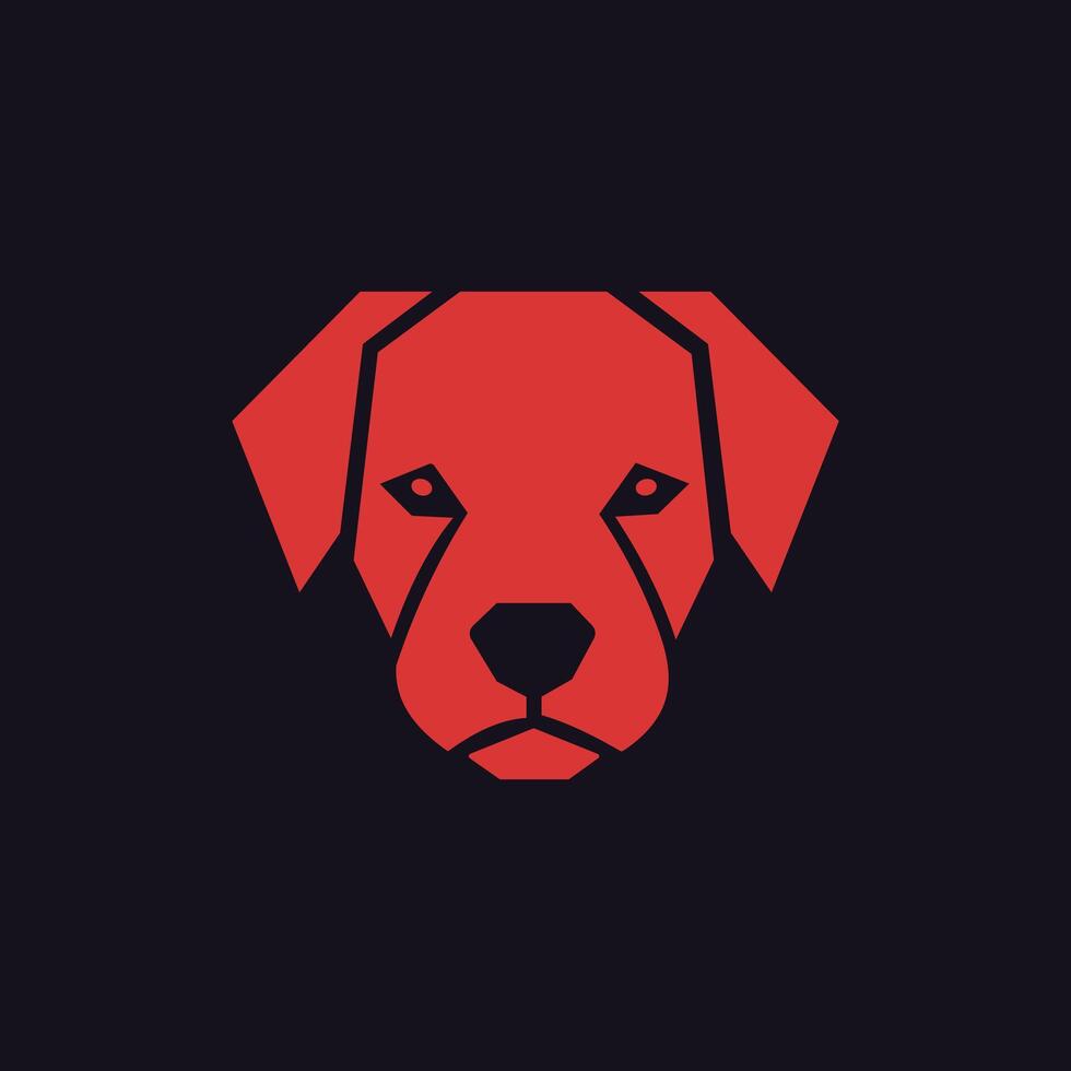A logo featuring a dog's head on a black background. vector