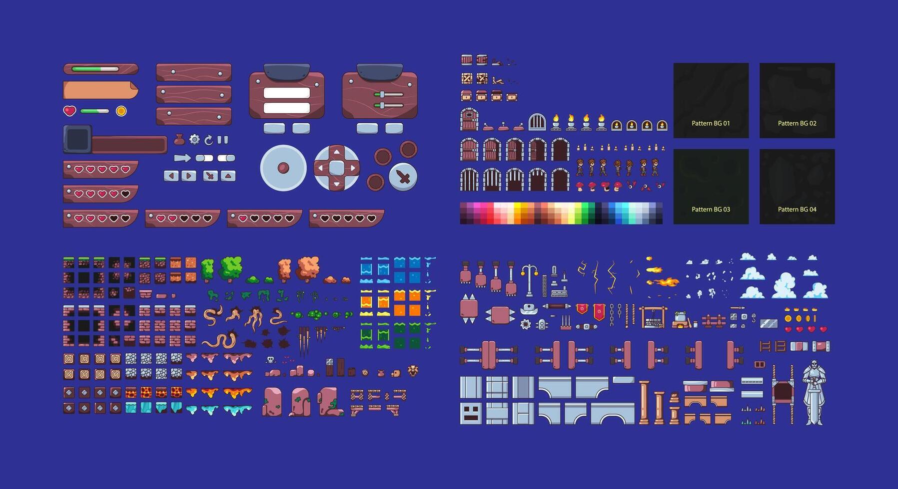 Complete package of action game assets vector