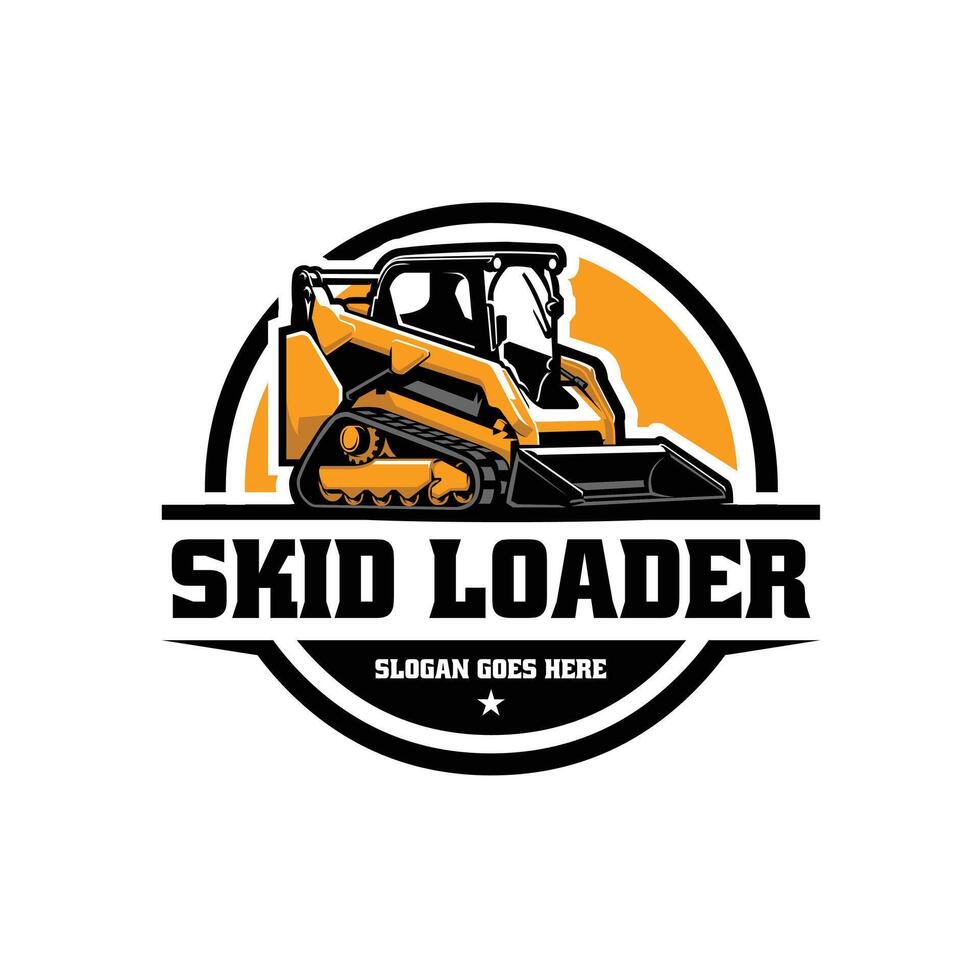 Skid Steer Loader Logo Emblem Illustration. Skid Track Loader Logo vector