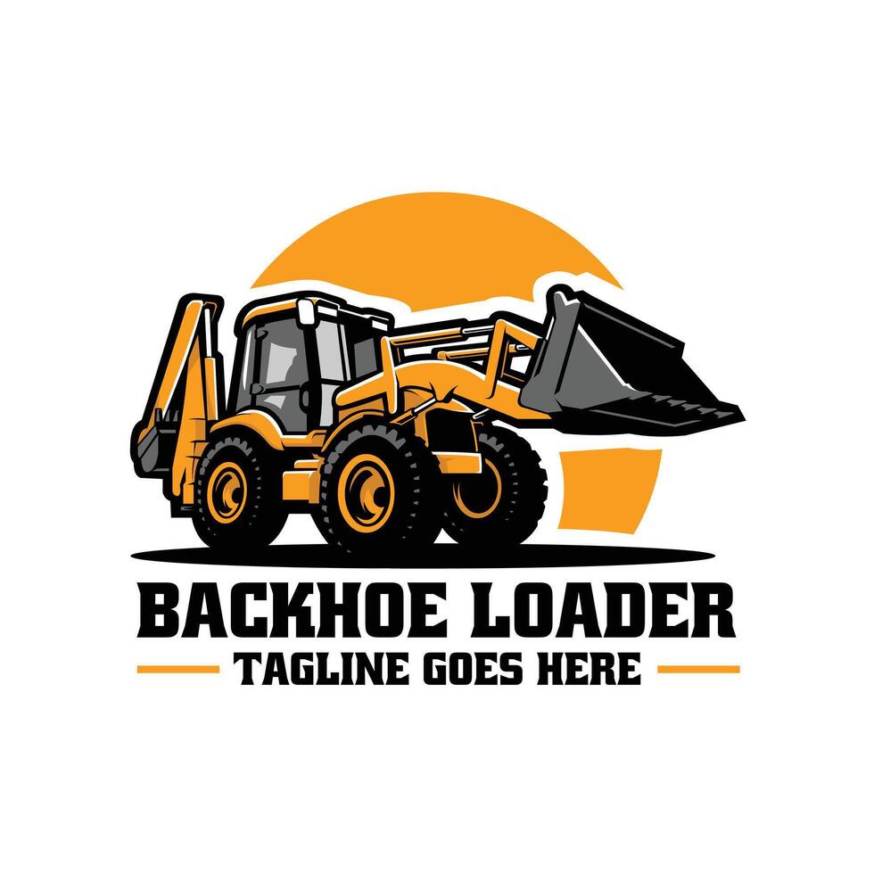 Backhoe Loader Logo . Tractor with Bucket Logotype Art Illustration Isolated vector