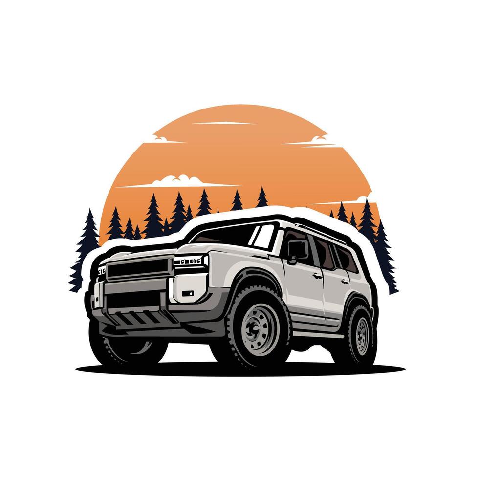 Overland Offroad 4x4 Vehicle Art Illustration. Best for Adventure Outdoor Automotive Related Industry vector