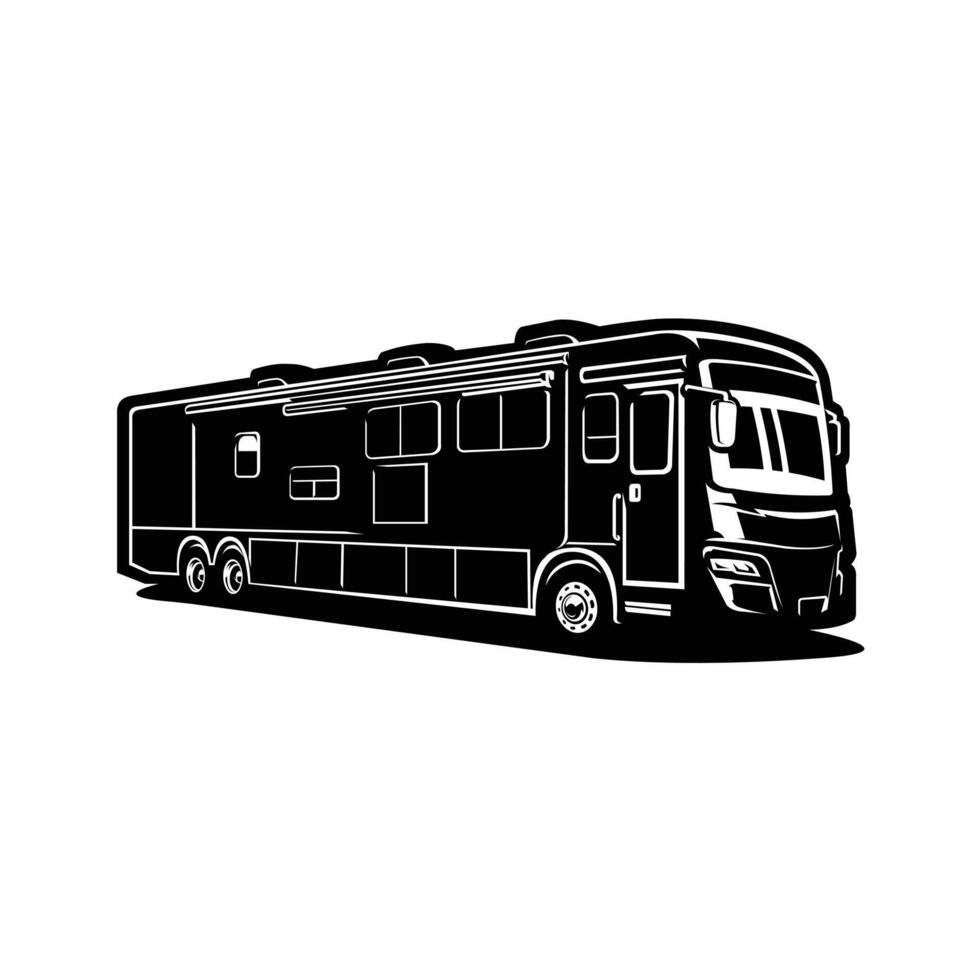 RV Motorhome Caravan Art Monochrome Black Illustration vector
