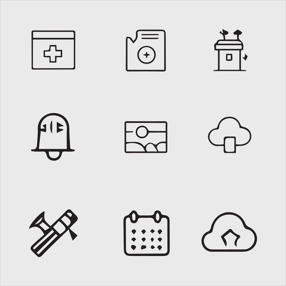 Lightweight Line Icons for Office Use vector
