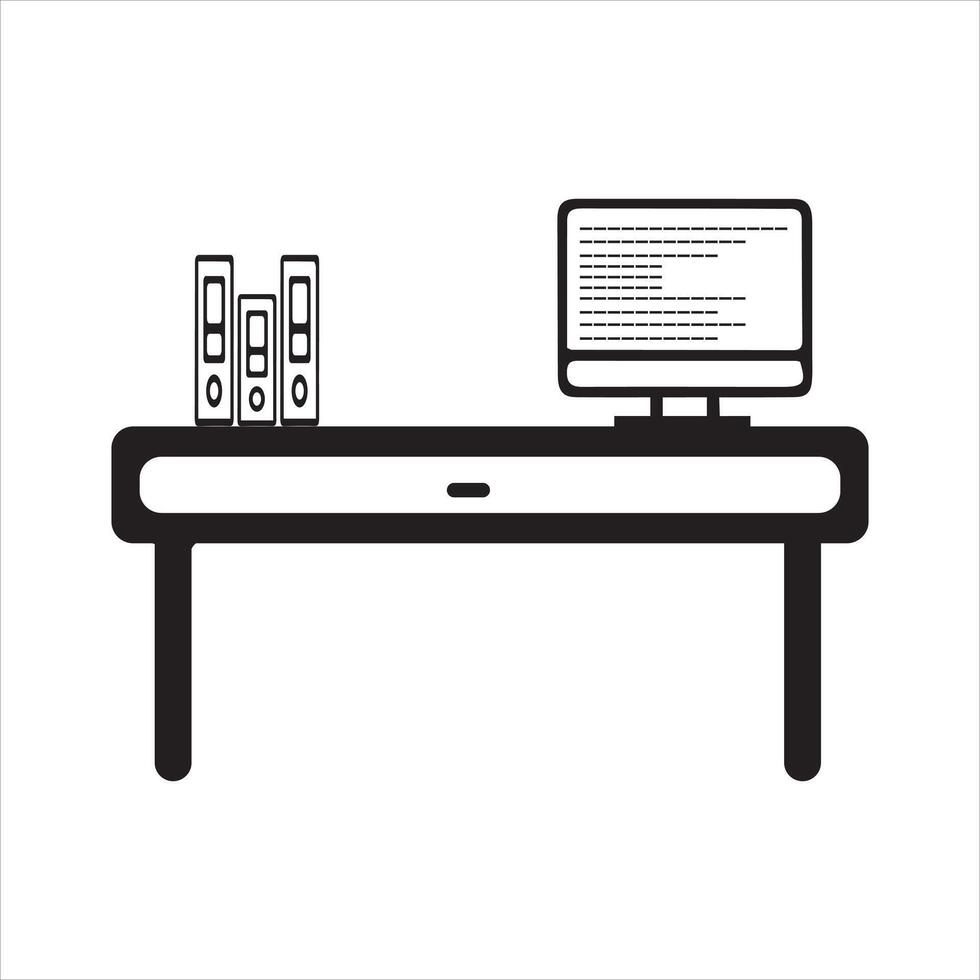The Office Desk as Line Art vector