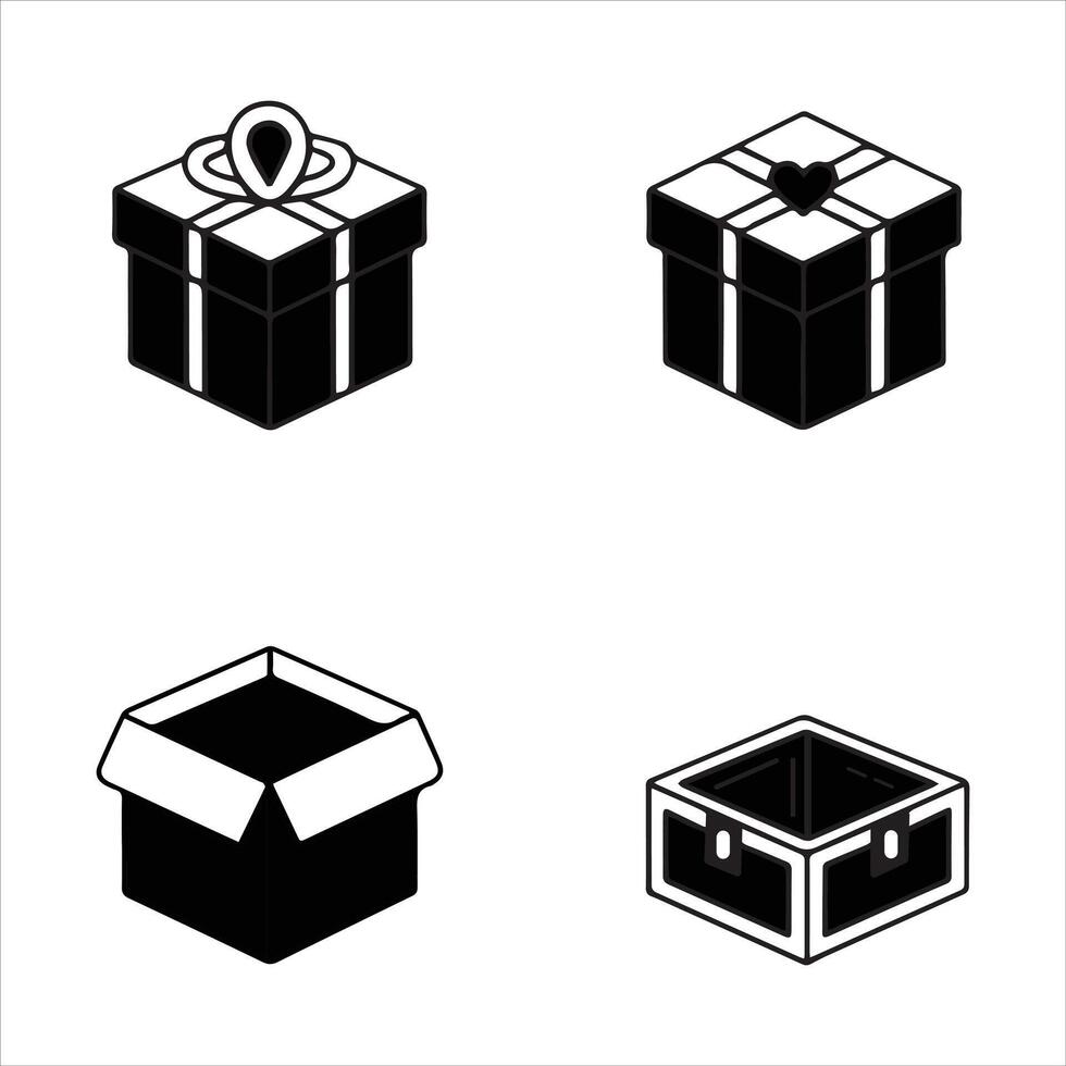 Smooth Line and Silhouette Icons for Box and Package Design vector