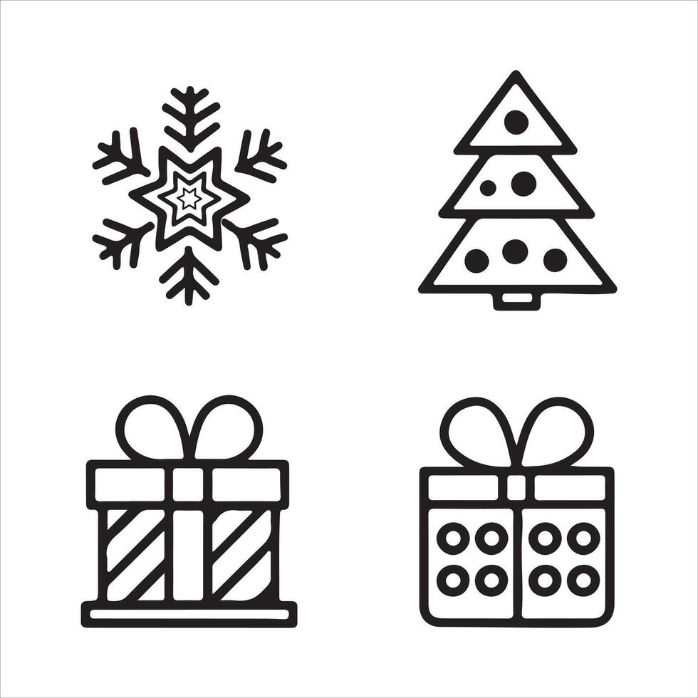 Modern Line Icons for Christmas Lights and Trees vector