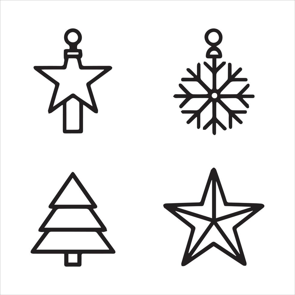 Subtle Line Icons for Christmas Trees and Lights vector