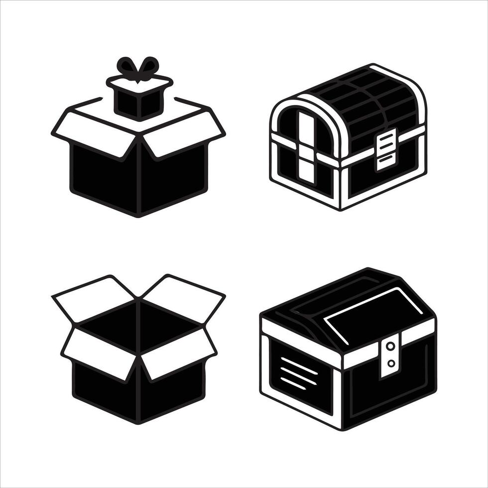 Lightweight Line and Silhouette Icons for Packaging Boxes vector