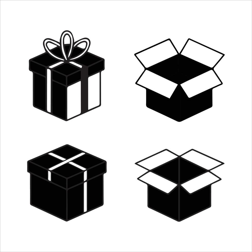 Subtle Line and Silhouette Icons for Box Icons and Packages vector