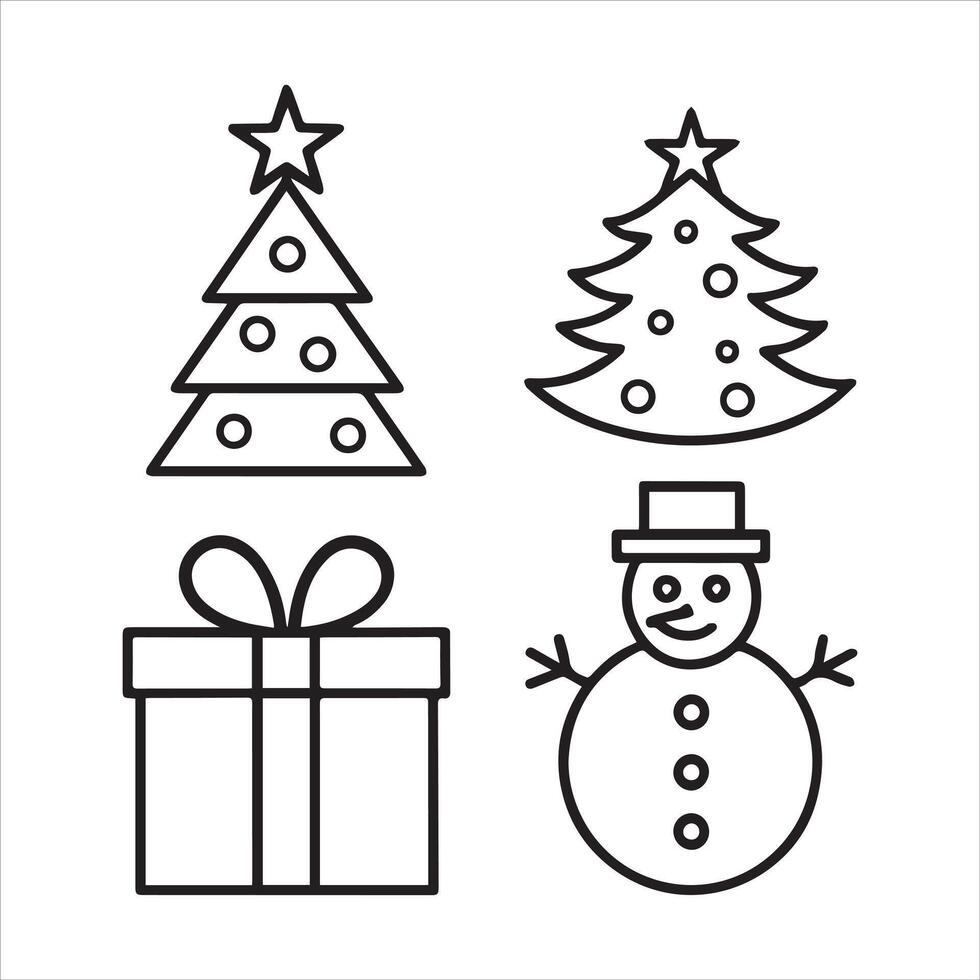 Bold Line Icons for Christmas Sweets and Treats vector