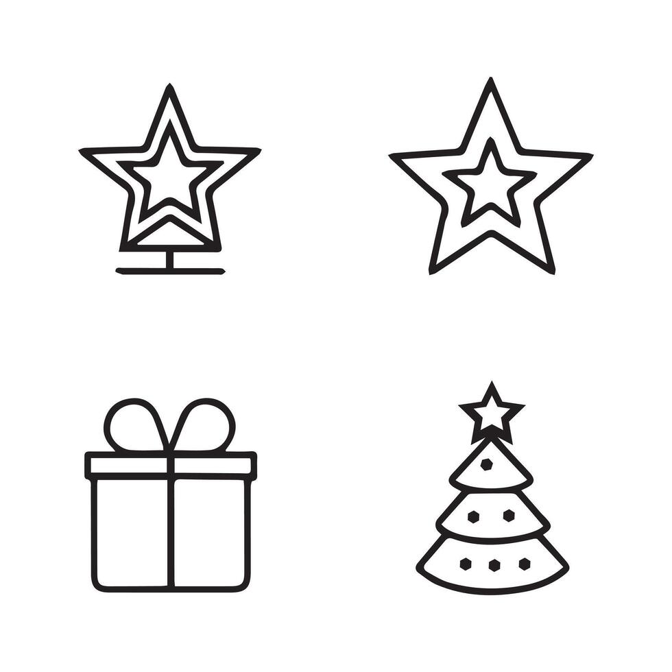 Elegant Line Icons for Christmas Trees and Lights vector