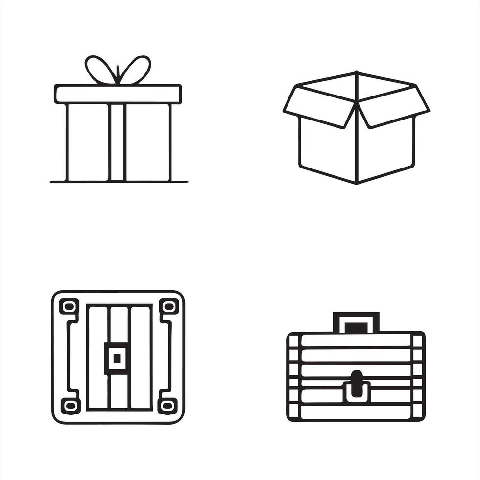 Modern Line and Silhouette Icons for Box Storage Solutions vector