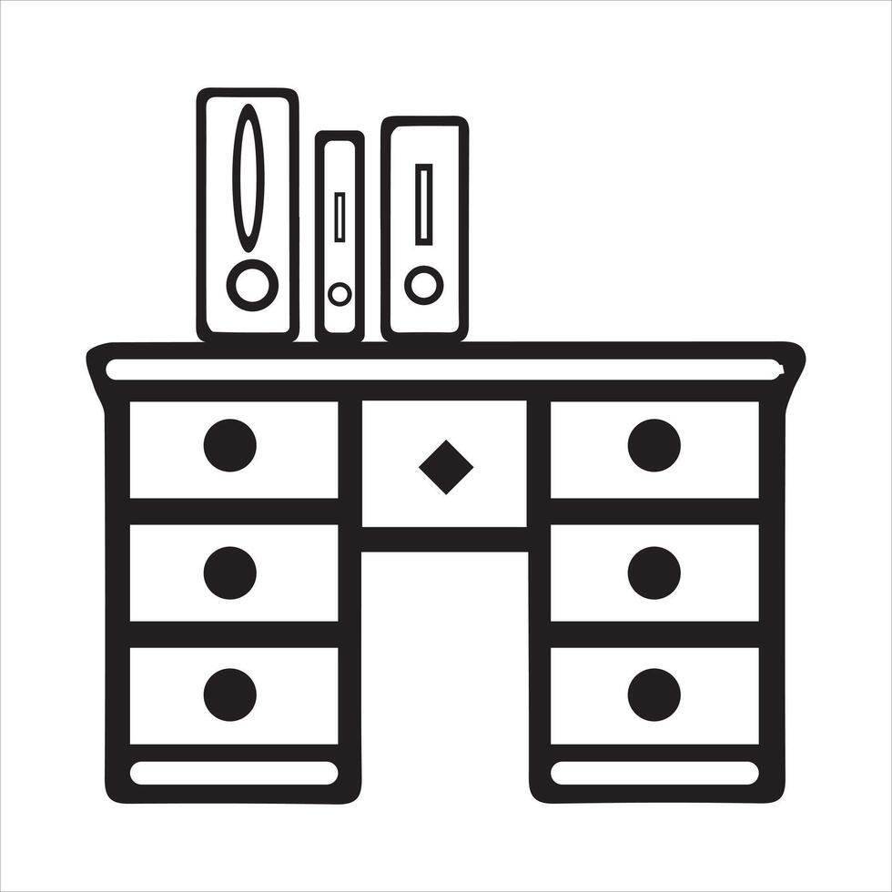 Clean Line Drawing of an Office Desk vector