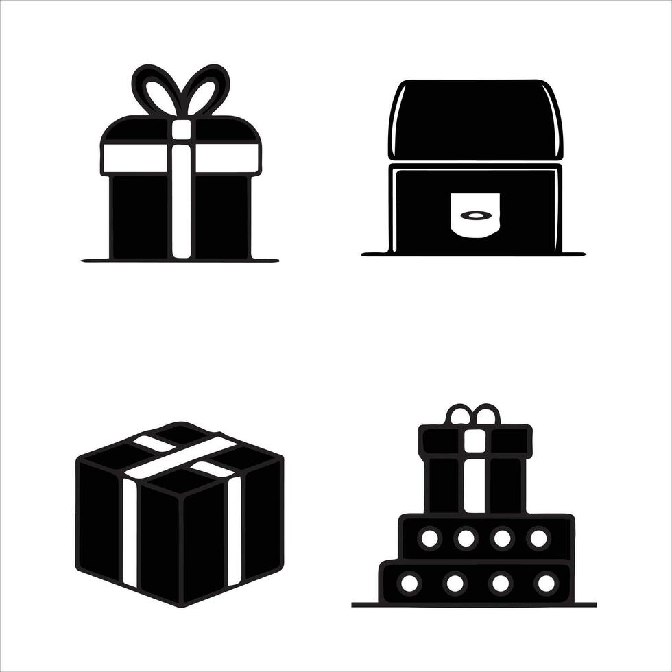 Clean Line and Silhouette Icons for Packaging and Box Shapes vector