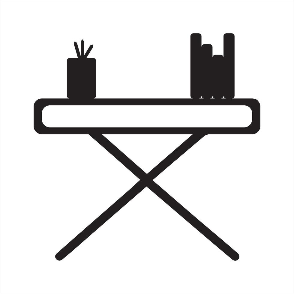 Iconic Line Depiction of an Office Desk vector