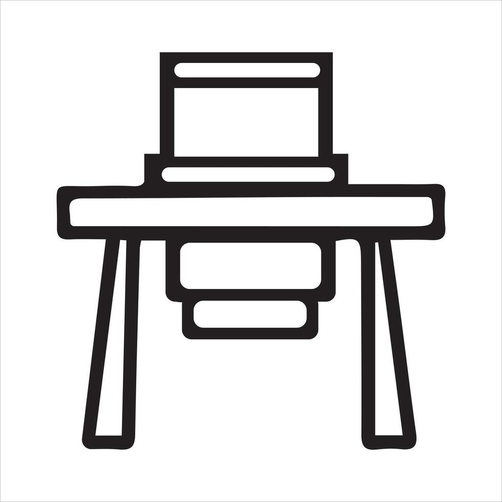 The Office Desk in Simple Lines vector